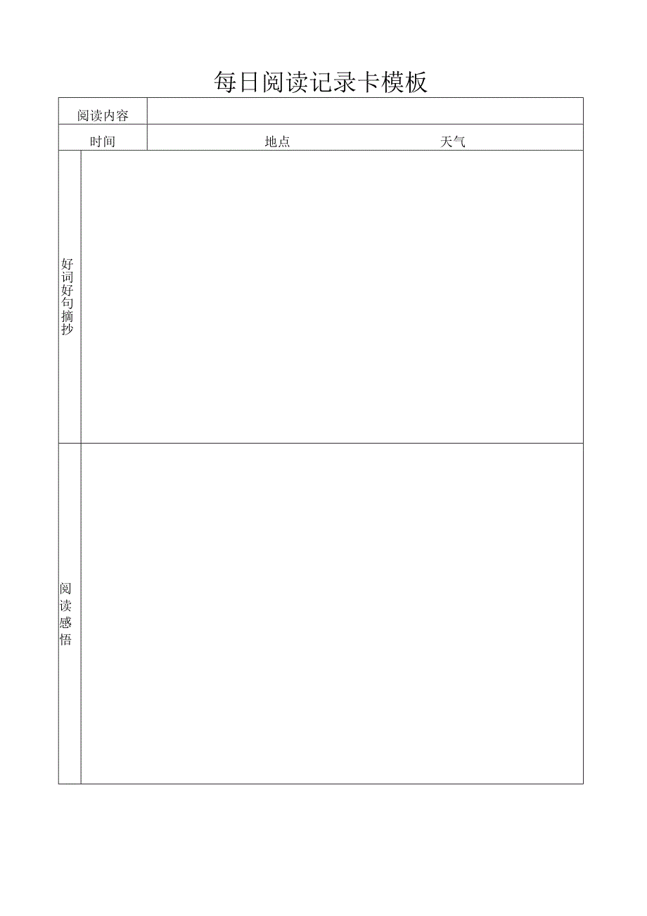 每日阅读记录卡模板.docx_第1页