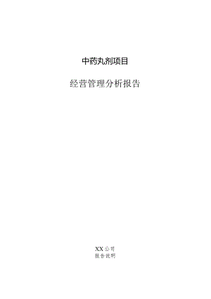 中药丸剂项目经营管理分析报告.docx