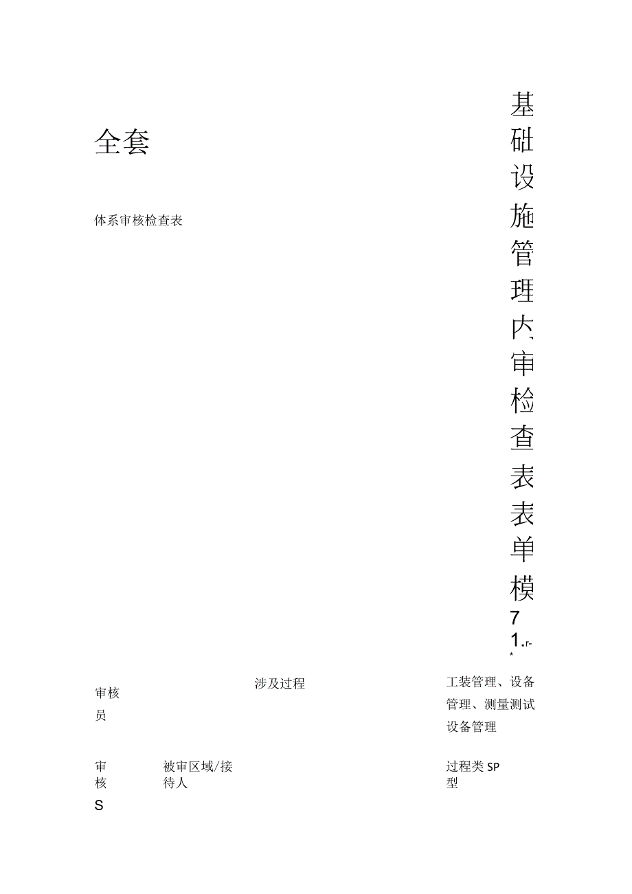 基础设施管理内审检查表表单模板全套.docx_第1页