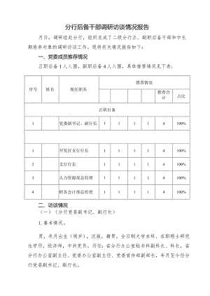 银行分行后备干部调研访谈情况调查报告(参考范本).docx