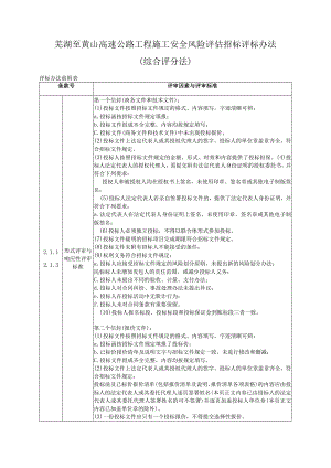 芜湖至黄山高速公路工程施工安全风险评估招标评标办法综合评分法.docx