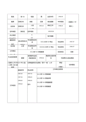 蓝底小2寸照片甘肃省宣传思想文化人才信息登记表样表.docx