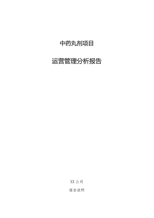 中药丸剂项目运营管理分析报告.docx