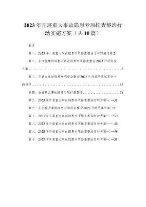 2023年开展重大事故隐患专项排查整治行动实施方案【10篇精选】供参考.docx