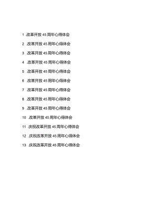 庆祝改革开放45周年心得体会13篇.docx