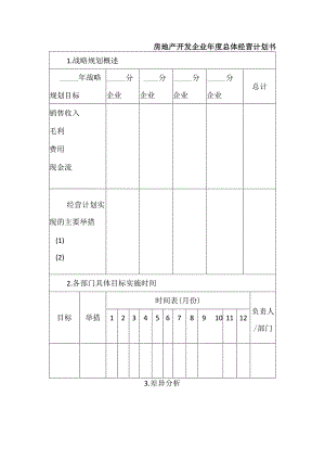 房地产开发企业年度总体经营计划书.docx