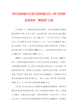 农行吉林省分行 农行吉林省分行,,57亿贷款支持吉林“草变肉“工程.docx