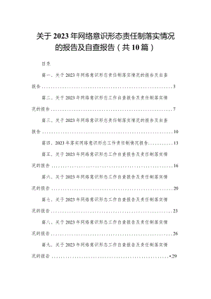 关于2023年网络意识形态责任制落实情况的报告及自查报告(精选10篇合集).docx