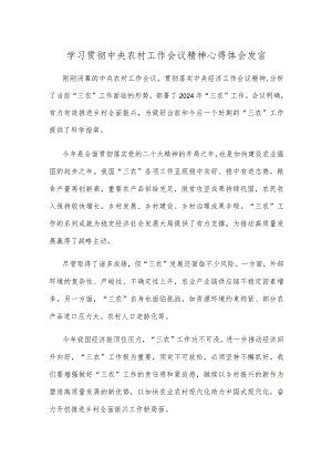 学习贯彻中央农村工作会议精神心得体会发言.docx