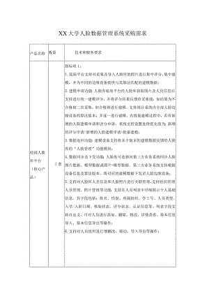 XX大学人脸数据管理系统采购需求.docx