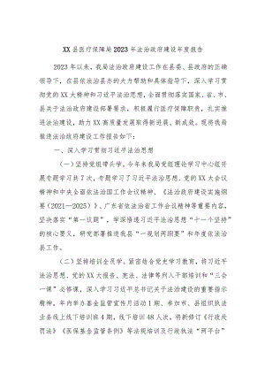 XX县医疗保障局2023年法治政府建设年度报告.docx