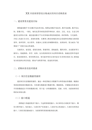 XX市招商智管综合集成应用项目采购需求.docx