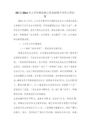 xx县20xx年上半年林长制工作总结和下半年工作打算.docx