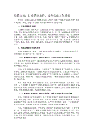 经验交流：打造品牌集群提升党建工作质量.docx