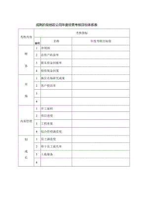 成熟阶段地区公司年度经营考核目标体系表.docx