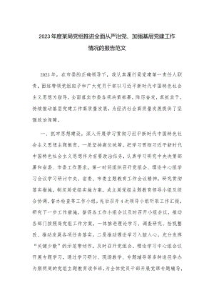 2023年度某局党组推进全面从严治党、加强基层党建工作情况的报告范文.docx