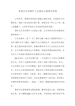 参观王石凹煤矿工业遗址公园观后有感.docx