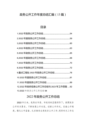 政务公开工作年度总结汇编（13篇）.docx