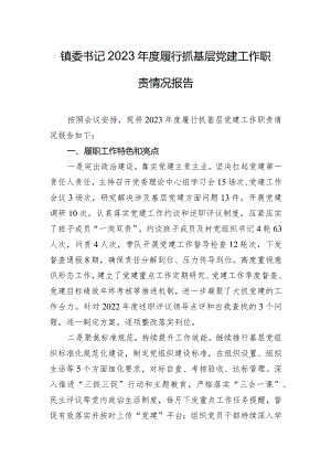 镇委书记2023年度履行抓基层党建工作职责情况报告.docx