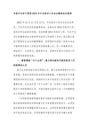 市委书记学习贯彻2023年中央经济工作会议精神发言提纲.docx