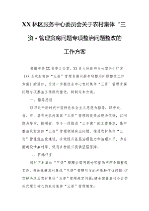 XX林区服务中心委员会关于农村集体“三资”管理贪腐问题专项整治问题整改的工作方案.docx