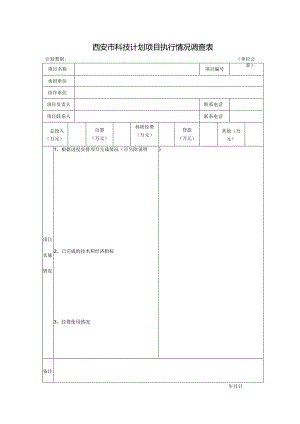 西安市科技计划项目执行情况调查表.docx