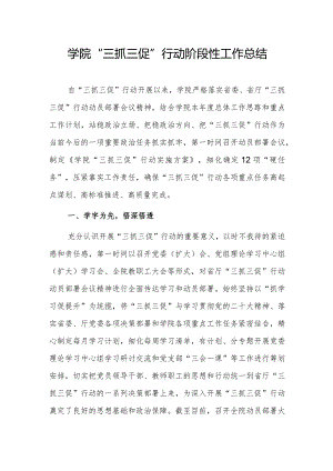 学院“三抓三促”行动阶段性工作总结.docx