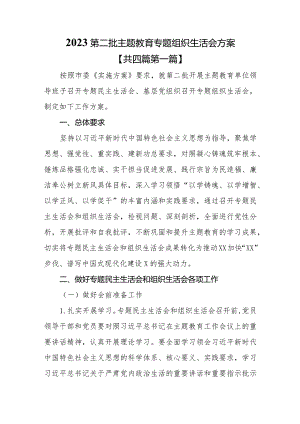 （4篇）2023第二批专题教育组织生活会方案.docx