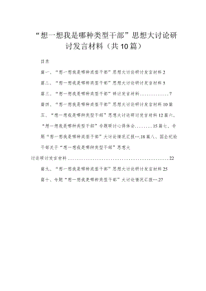 （10篇）“想一想我是哪种类型干部”思想大讨论研讨发言材料合集.docx