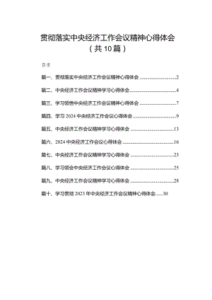 （10篇）2023贯彻落实中央经济工作会议精神心得体会精选.docx