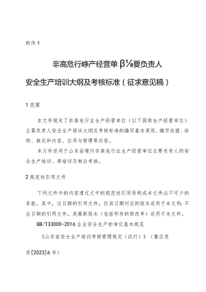 非高危行业生产经营单位主要负责人、安全生产管理人员安全生产培训大纲及考核标准（征.docx