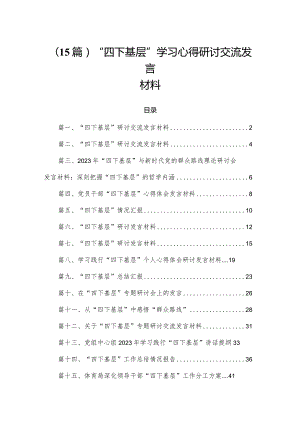 （15篇）“四下基层”学习心得研讨交流发言材料.docx