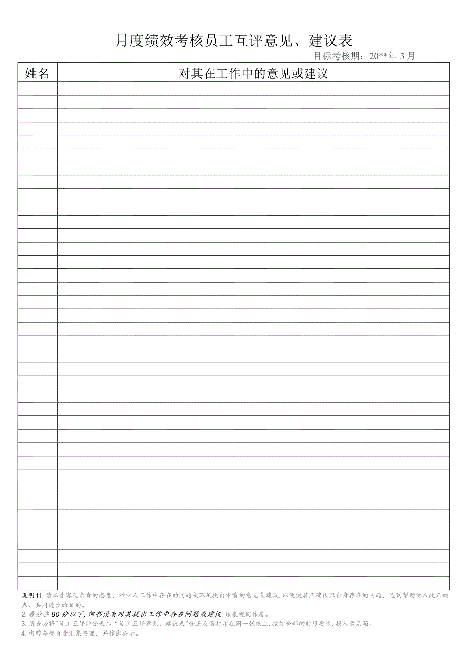 月度绩效考核员工互评评分表及互评意见、建议表.docx_第2页