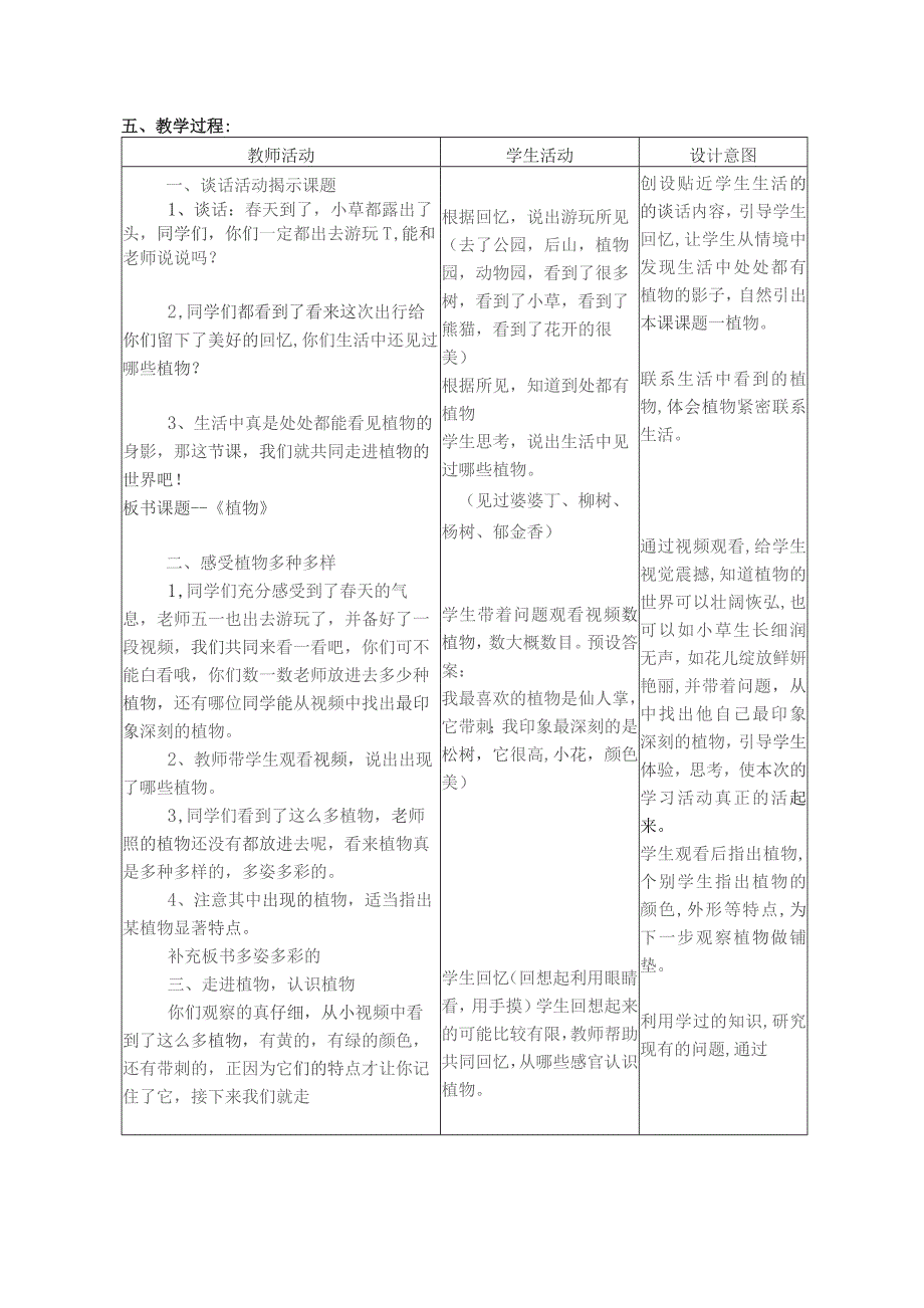 苏教2017版一年级科学下册4.11多姿多彩的植物教学设计.docx_第2页