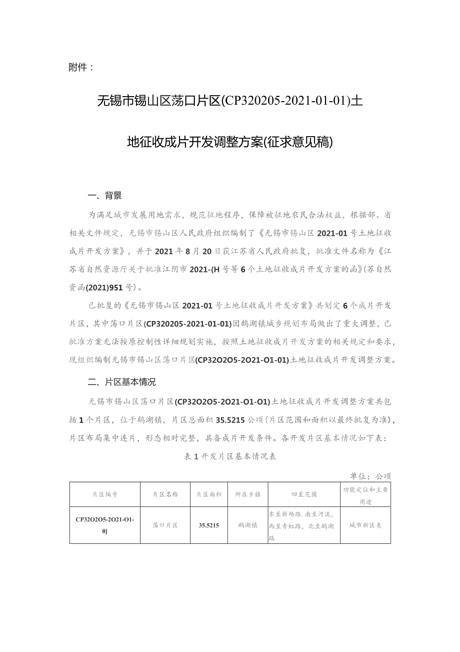 无锡市锡山区荡口片区（CP320205-2021-01-01）土地征收成片开发调整方案.docx_第1页