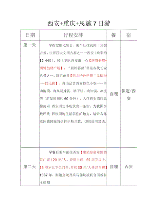 旅游线路-西安+重庆+恩施7日游.docx