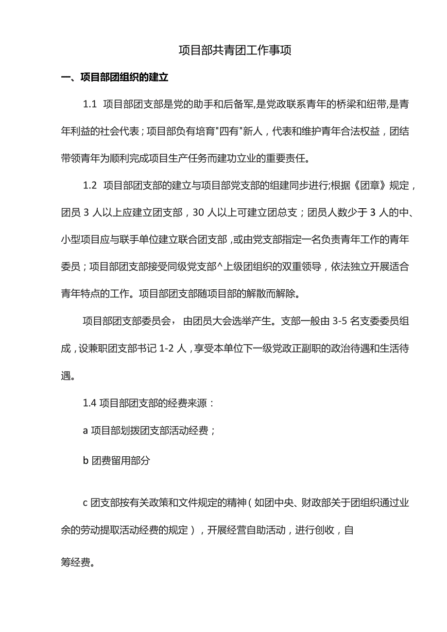 项目部共青团工作事项.docx_第1页