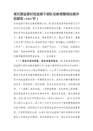 某纪委监委纪检监察干部队伍教育整顿自查评估报告.docx