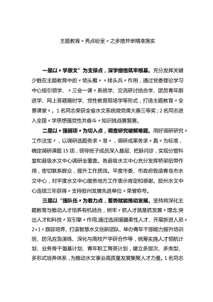 主题教育“亮点纷呈”之多措并举+精准落实.docx