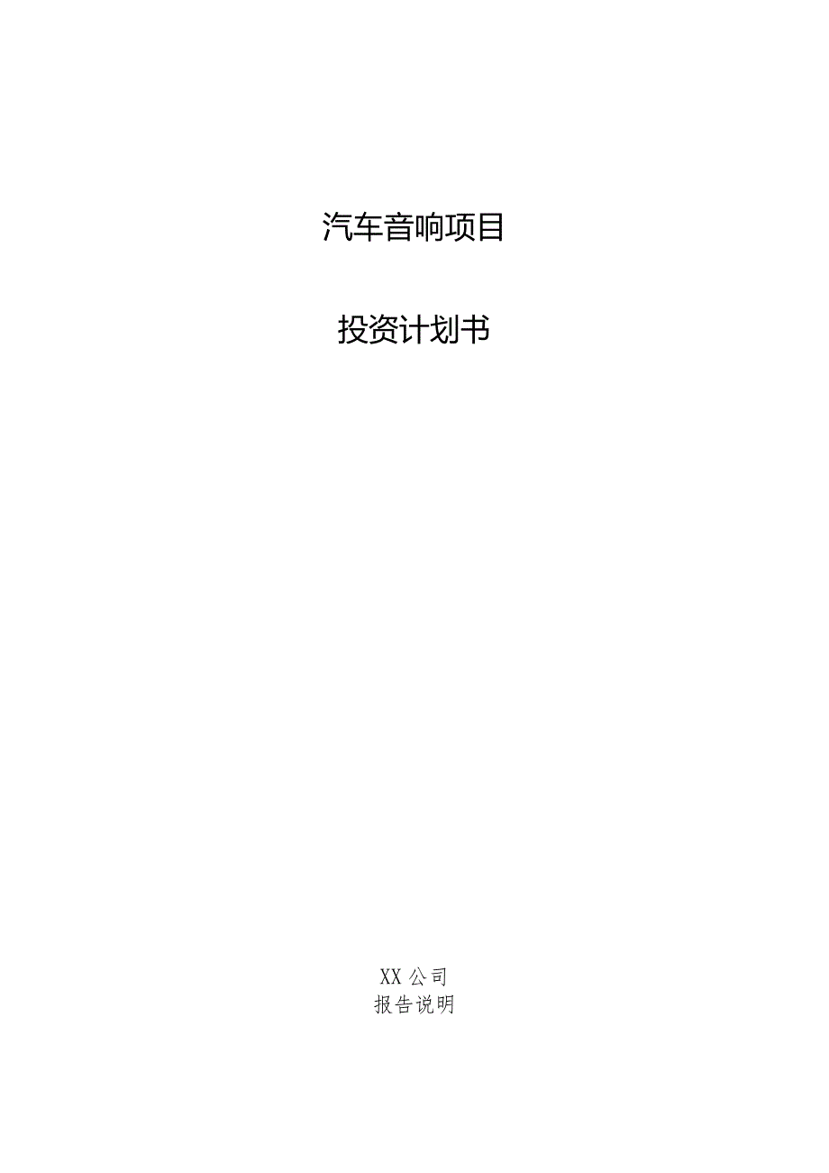 汽车音响项目投资计划书.docx_第1页