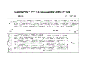 2022年度民主生活会问题整改清单台账表格模板六个带头国有企业公司措施方案.docx