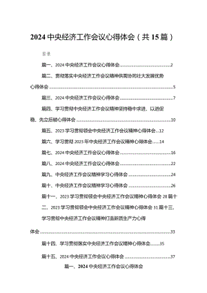 中央经济工作会议心得体会范文精选(15篇).docx