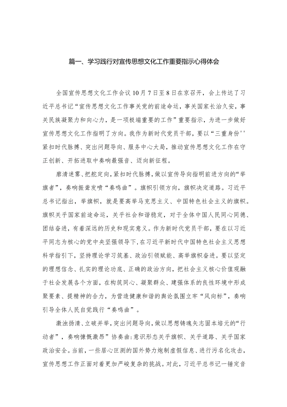 学习践行对宣传思想文化工作重要指示心得体会(精选12篇).docx_第3页