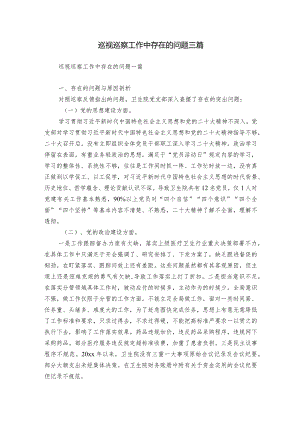 巡视巡察工作中存在的问题三篇.docx