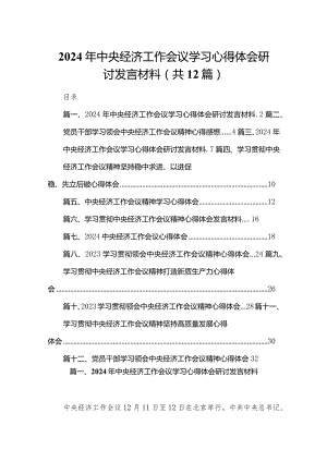 2024年中央经济工作会议学习心得体会研讨发言材料范文12篇供参考.docx