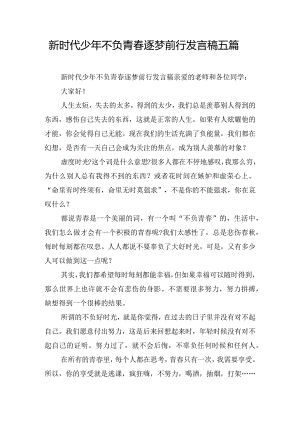 新时代少年不负青春逐梦前行发言稿五篇.docx