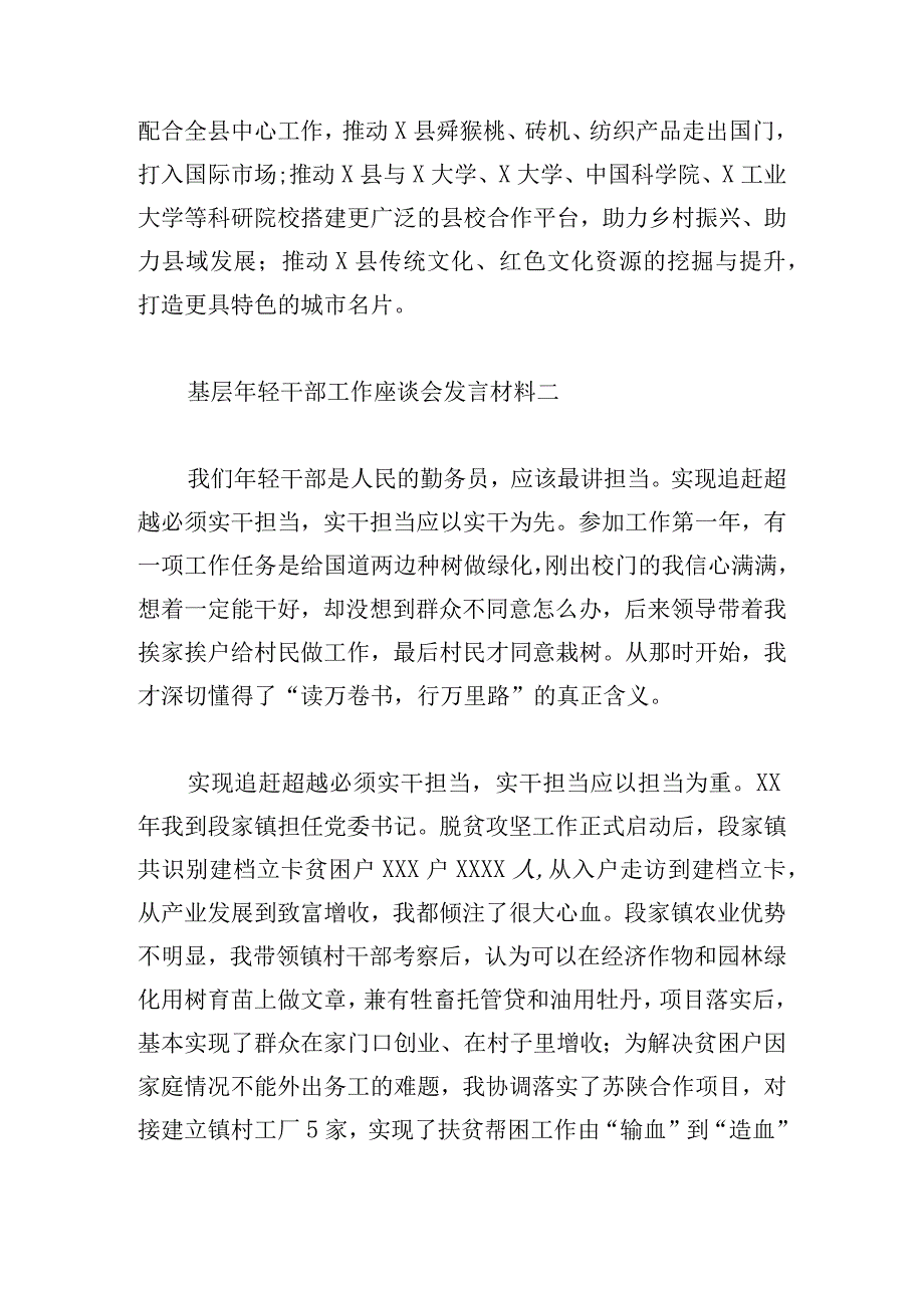 基层年轻干部工作座谈会发言材料10篇.docx_第2页