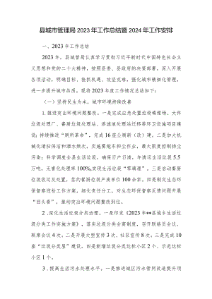 区县城市管理局2023年度工作总结2024年工作计划安排.docx