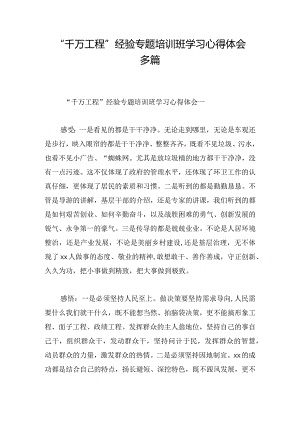 “千万工程”经验专题培训班学习心得体会多篇.docx