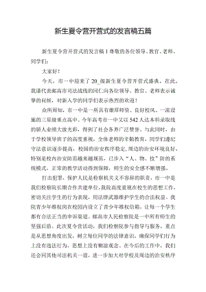 新生夏令营开营式的发言稿五篇.docx